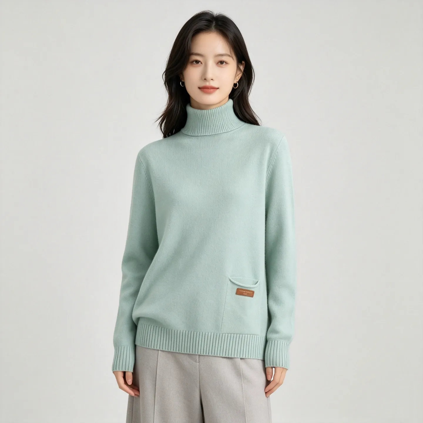Louis Vuitton/Louis Vuitton pocket leather label turtleneck knitted sweater